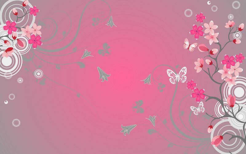 Pink Floral Pattern — Calm, Vector Art, Flowers, Butterflies