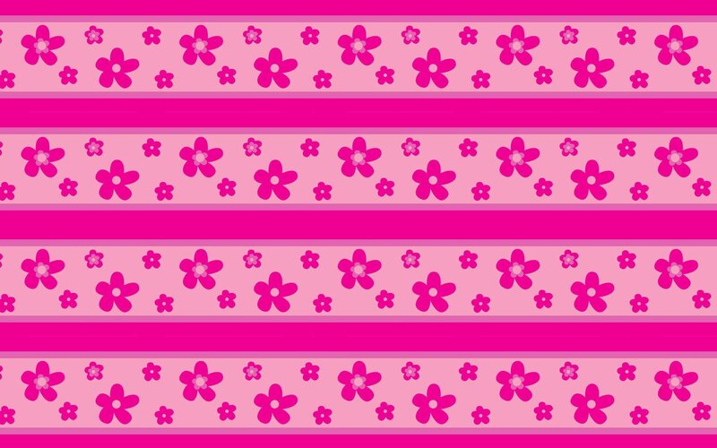Pink Floral Pattern — Playful, Vector Art, Flowers, Stripes