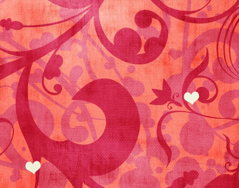 pink floral pattern with hearts