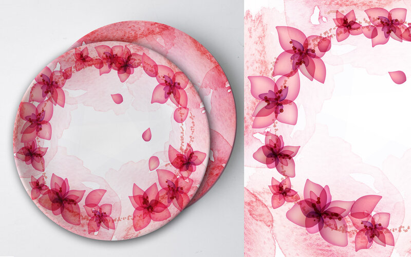 Pink Floral Plates