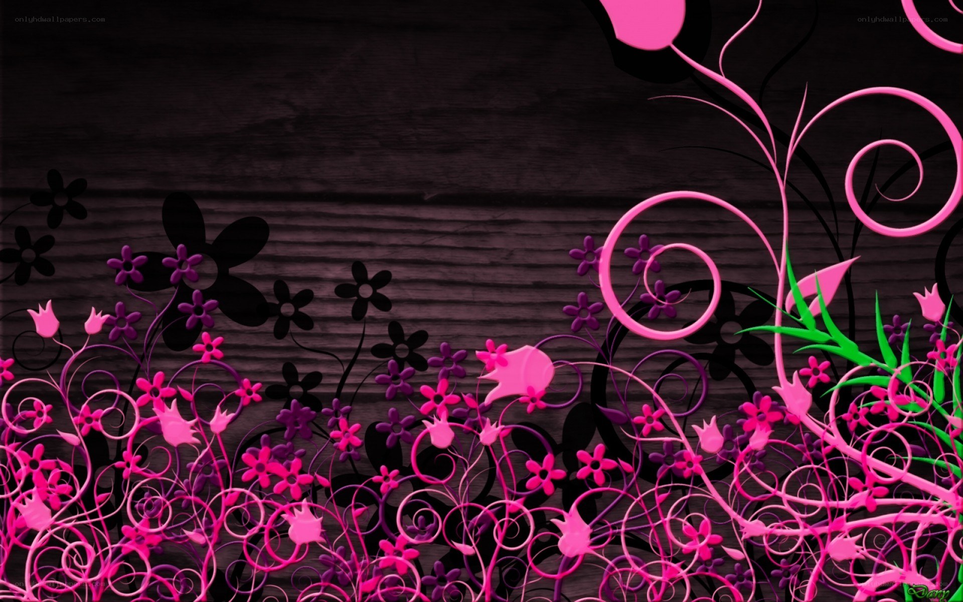 pink floral swirl design
