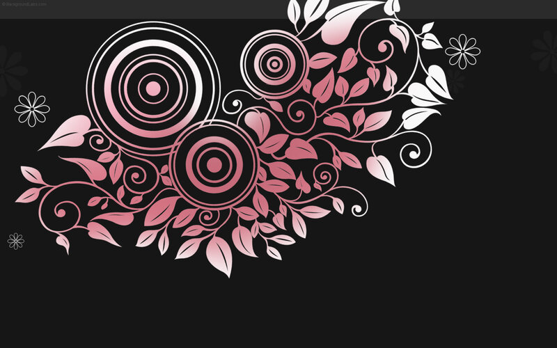Pink Floral Swirls on Black