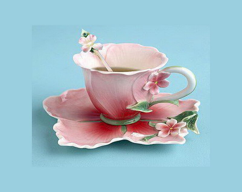 Pink Floral Teacup Set
