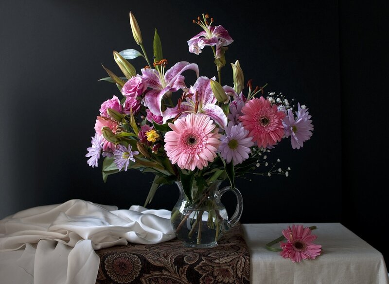 Pink Flower Bouquet — Dramatic