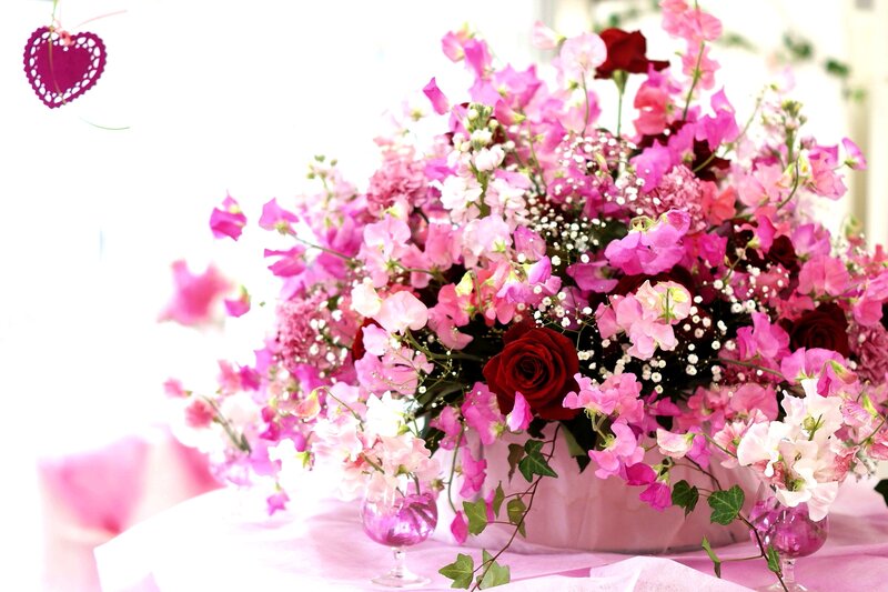 Pink Flower Bouquet — Festive, Photograph, Heart Decoration