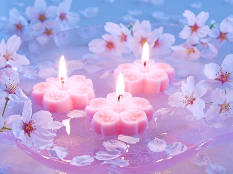 Pink Flower Candles