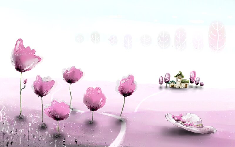 pink flower field landscape