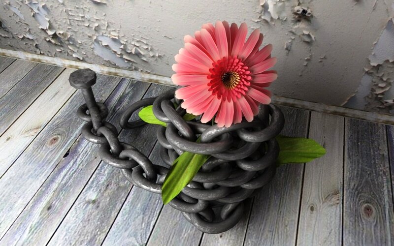 Pink Flower in Chain — Calm, 3d Render