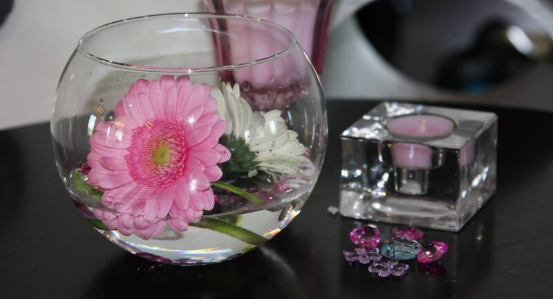 Pink Flower in Glass Bowl — Calm