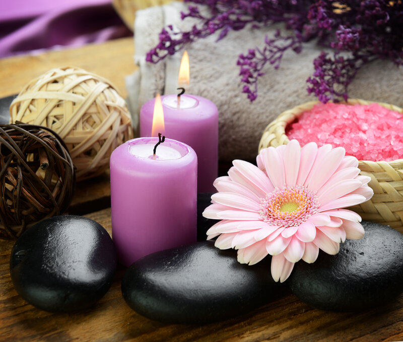 Pink Flower with Candles