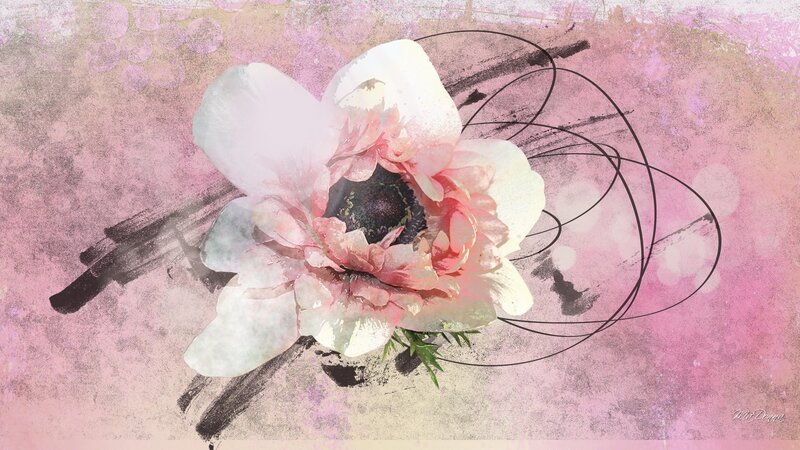 Pink Flower with Green Leaves — Dreamy