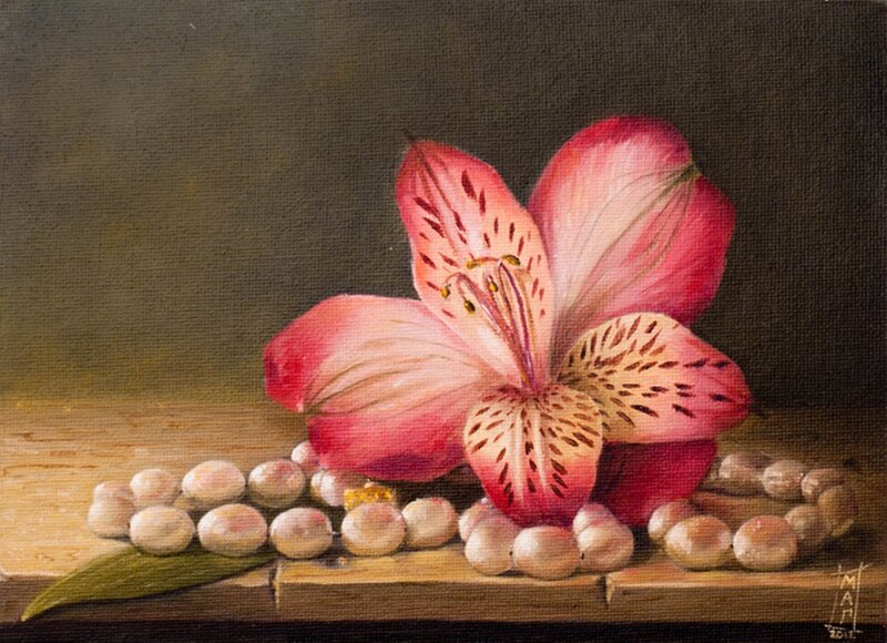 Pink Flower with Pearls — Serene