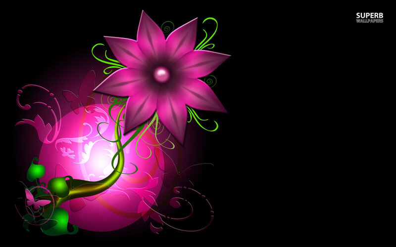 Pink Flower with Vines — Purple