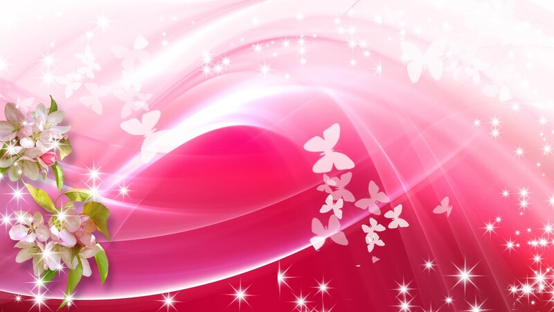 Pink Flowers and Butterflies — Dreamy, Spring