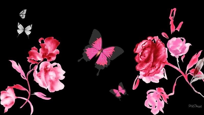 Pink Flowers and Butterflies — Serene