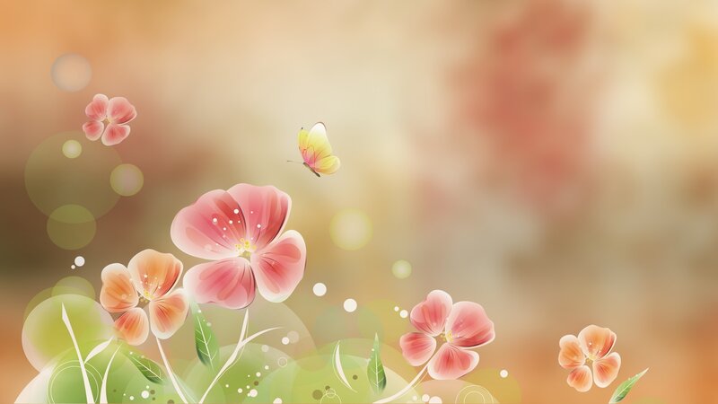 Pink Flowers and Butterfly — Serene, Spring