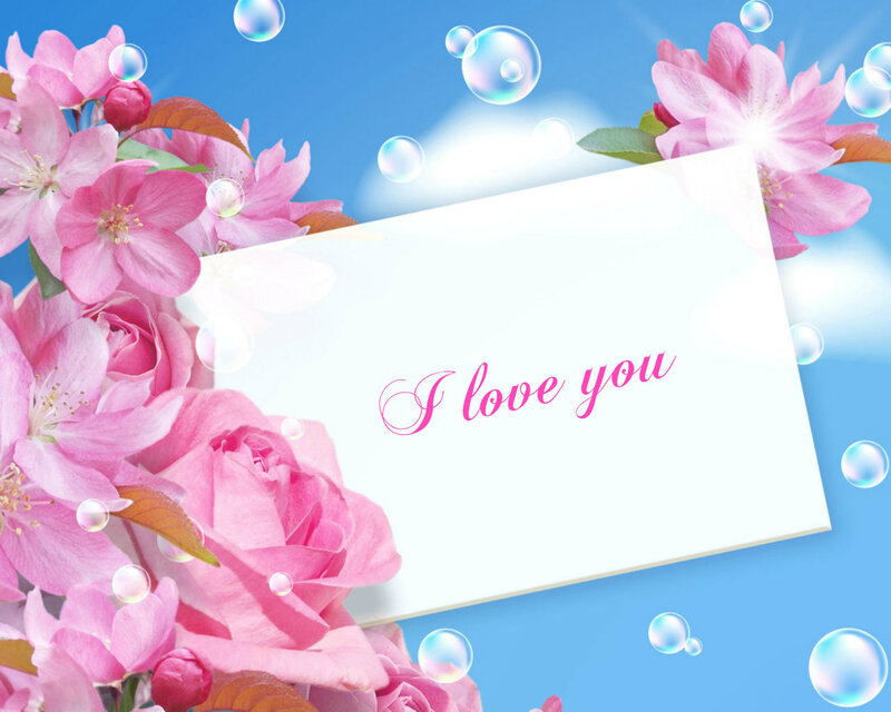 Pink Flowers and Card