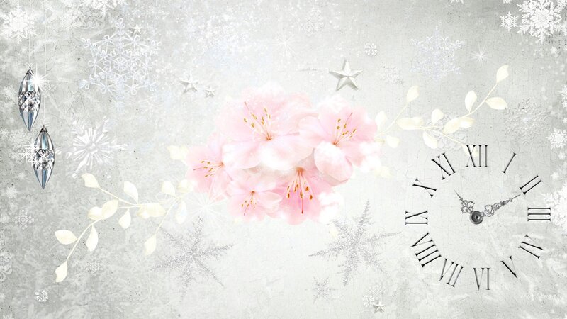 Pink Flowers and Clock