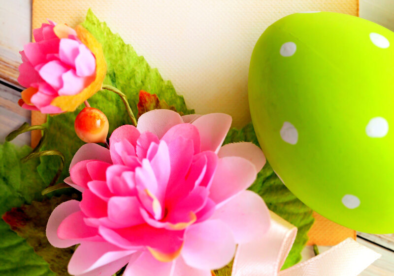 Pink Flowers and Green Egg