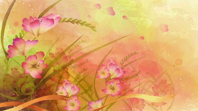 Pink Flowers and Green Grass