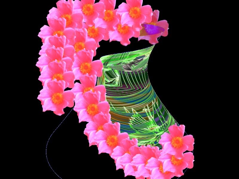 Pink Flowers and Green Vase