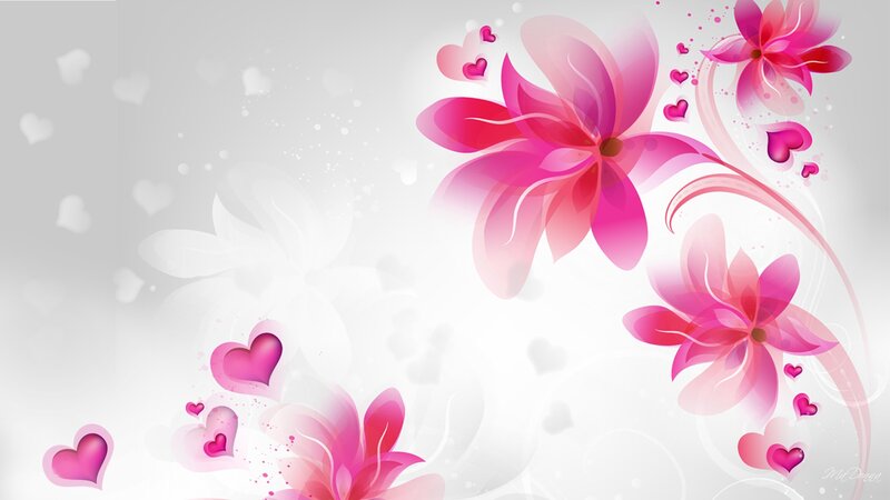 Pink Flowers and Hearts