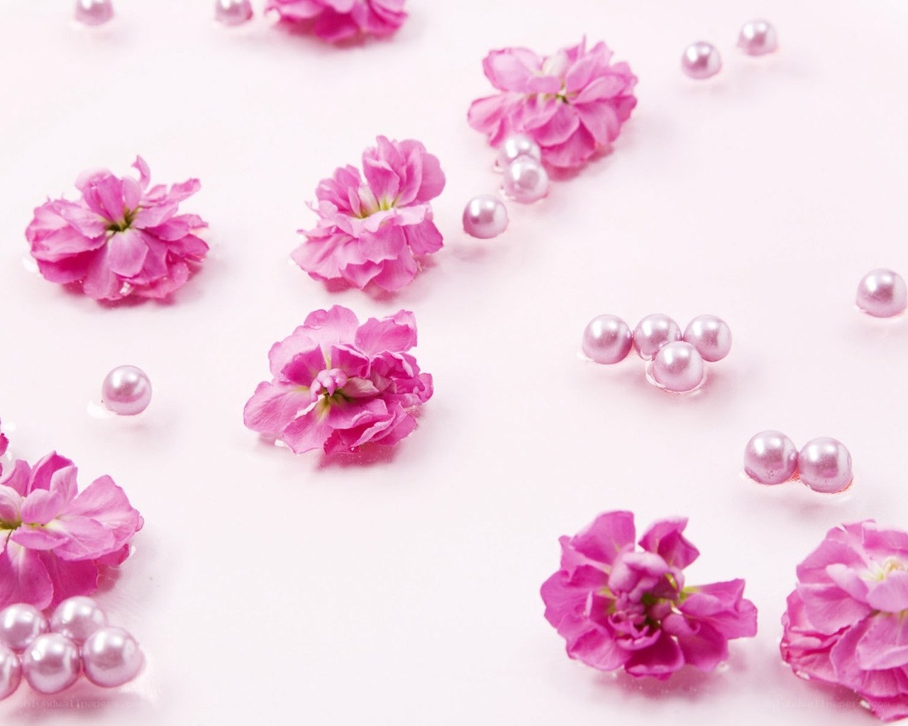 pink flowers and pearls