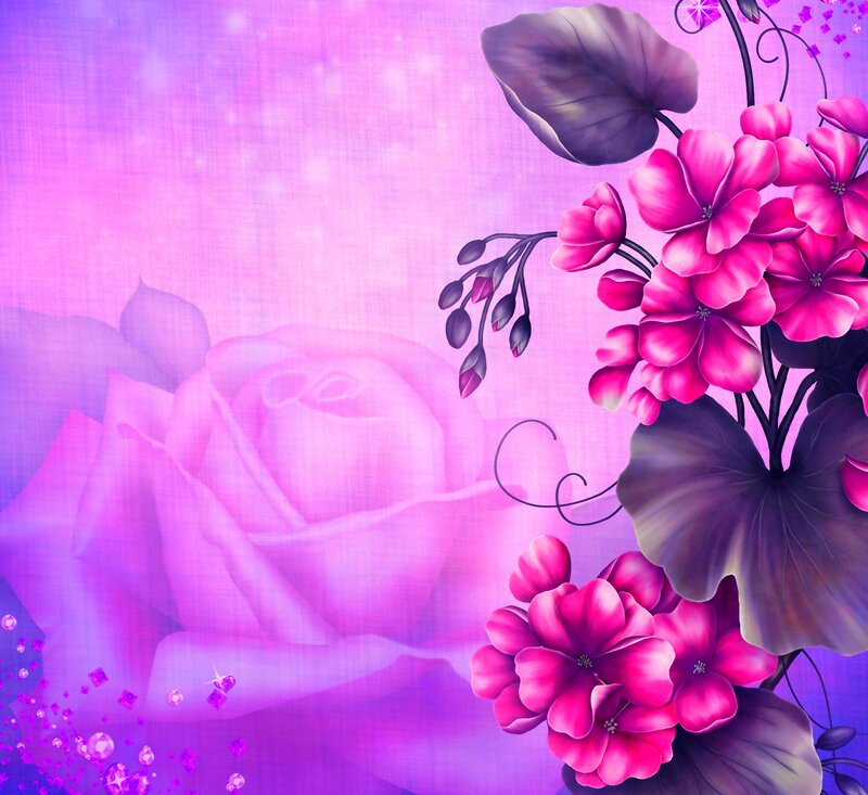 Pink Flowers and Rose