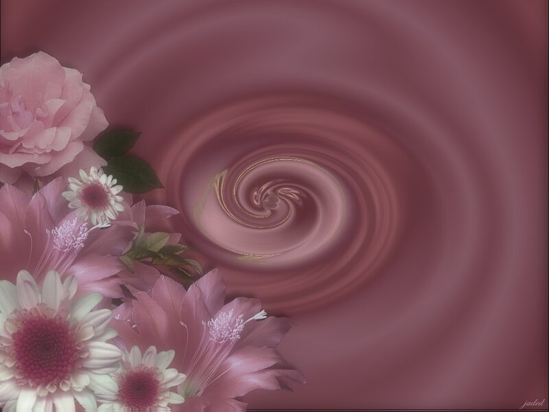 Pink Flowers and Swirl