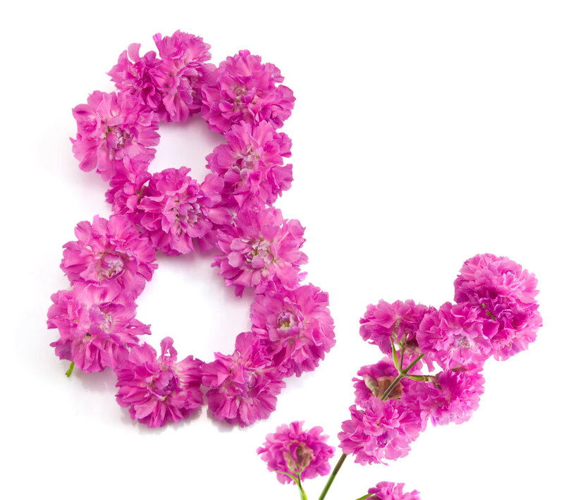 Pink Flowers Forming Number