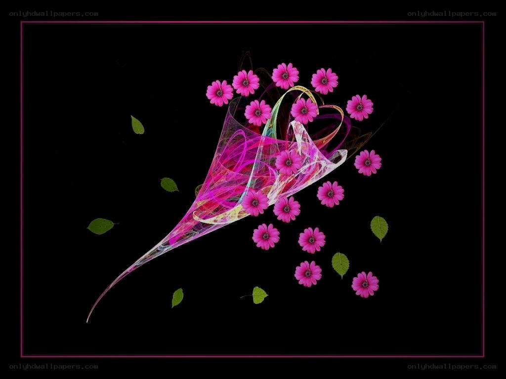 Pink flowers in a digital swirl
