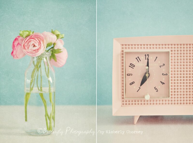 Pink Flowers in a Vase — Blue