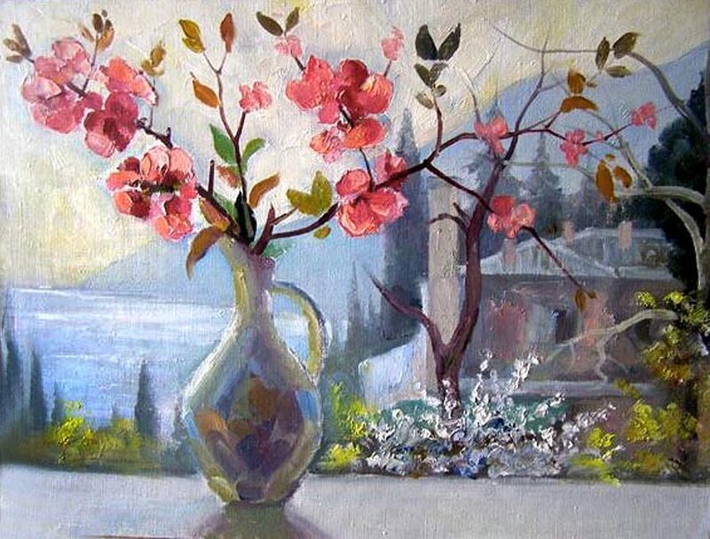 Pink Flowers in a Vase — Serene