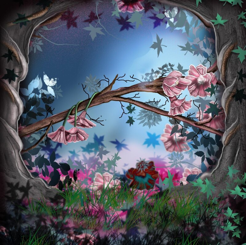Pink Flowers in Cave