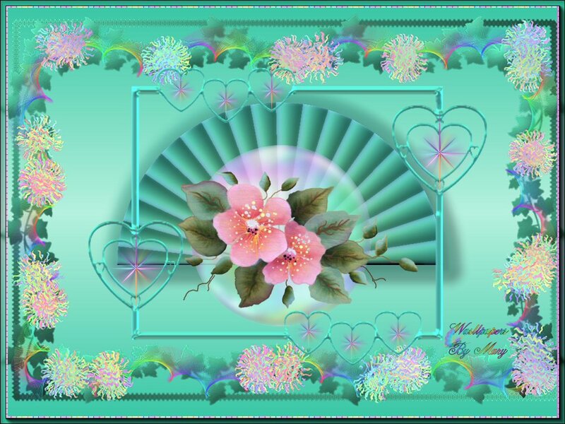 Pink Flowers in Frame — Teal