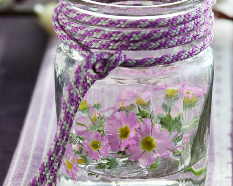 Pink Flowers in Glass Jar