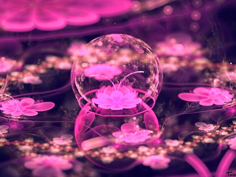 Pink Flowers in Glass Sphere — Dreamy