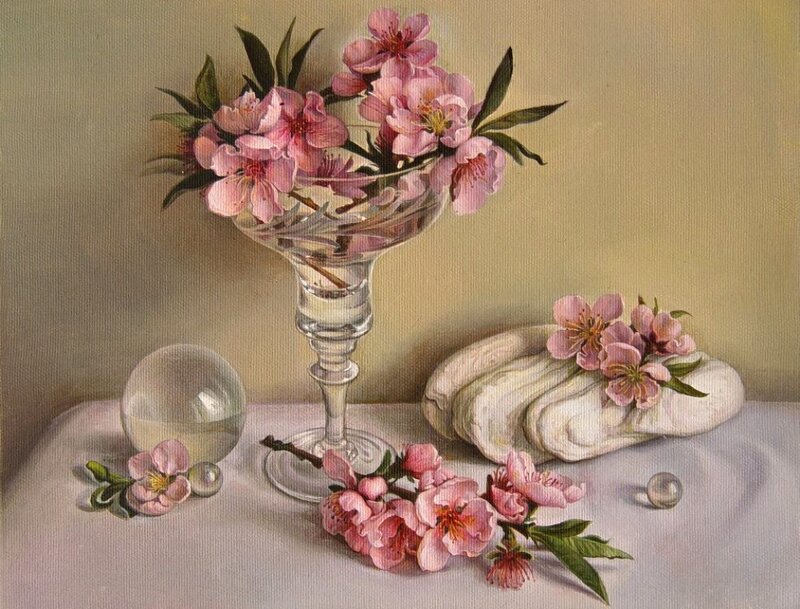 Pink Flowers in Glass Vase — Serene
