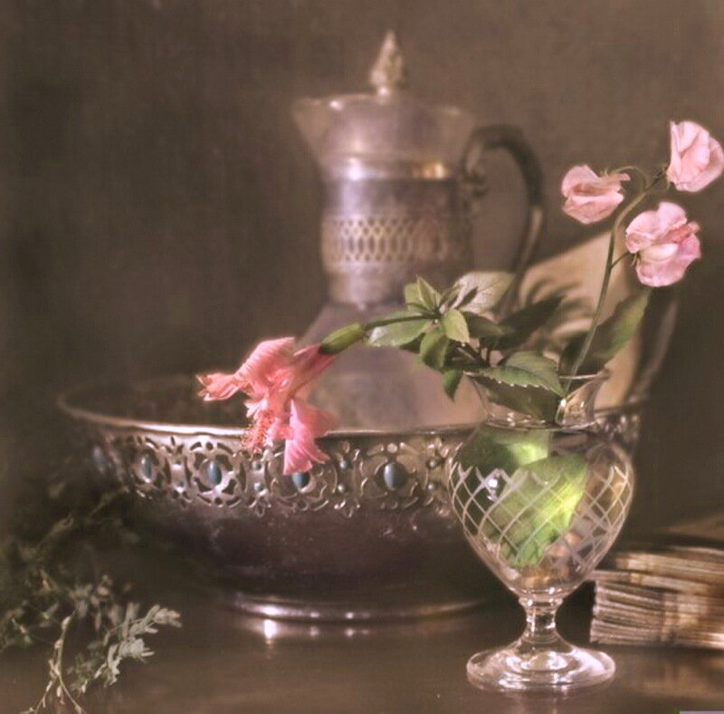 Pink Flowers in Glass Vase