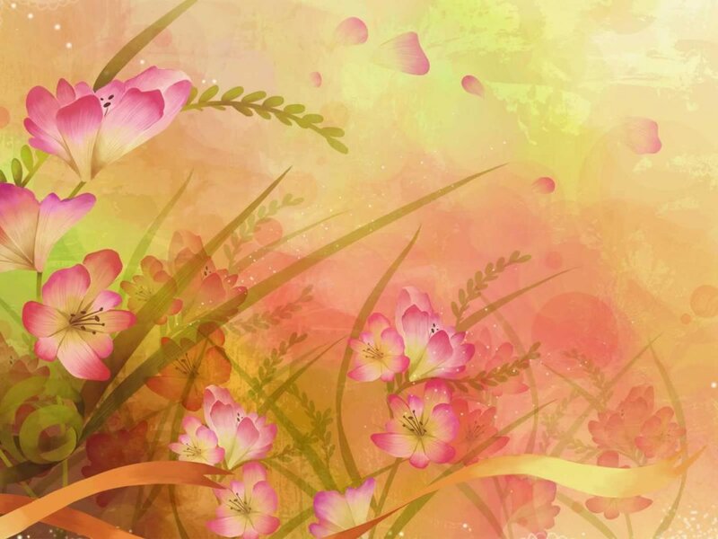Pink Flowers in Grass — Serene