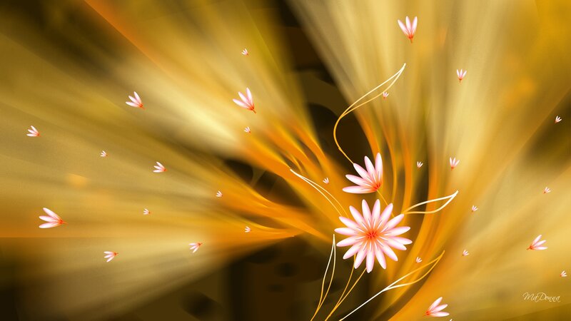Pink Flowers in Motion — Yellow