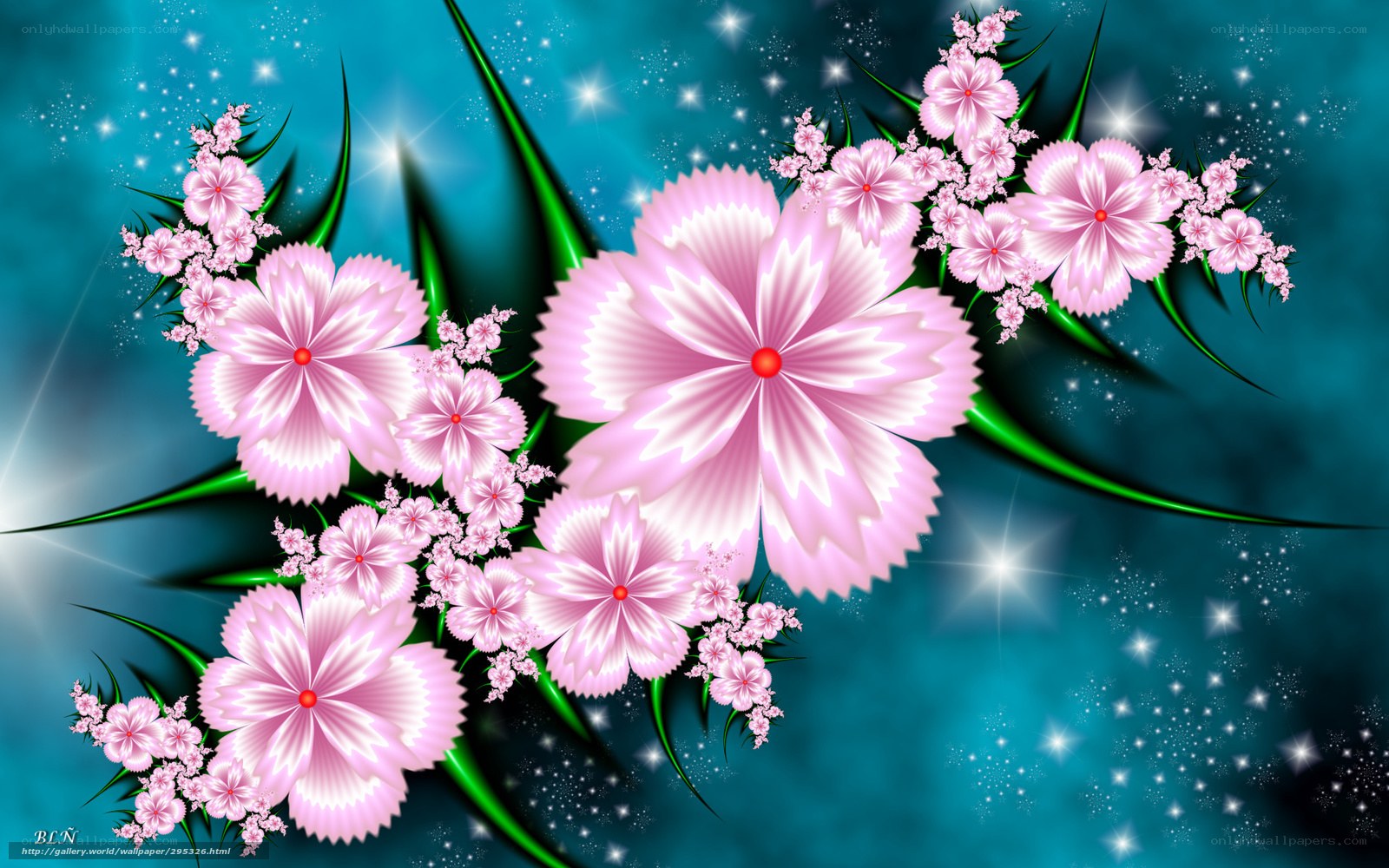 Pink flowers in starry night