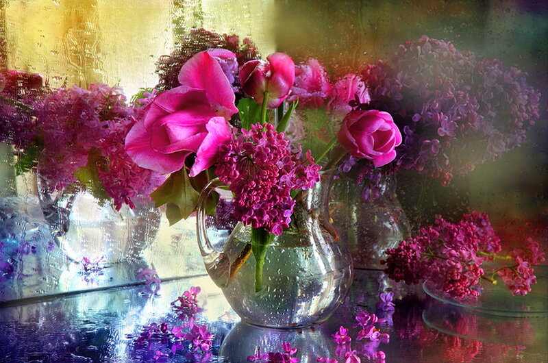 Pink Flowers in Vase — Purple, Serene, Spring