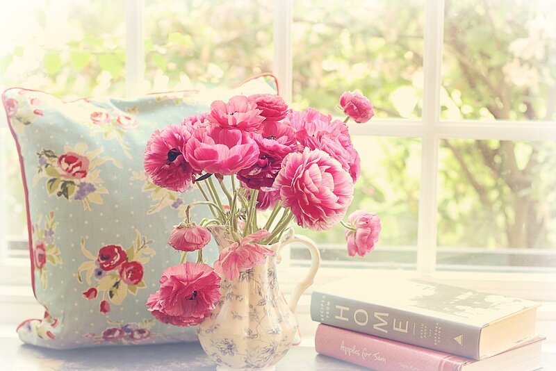 Pink Flowers in Vase — Serene, Morning, Photograph