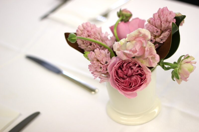 Pink Flowers in Vase — Serene, Photograph, Cutlery