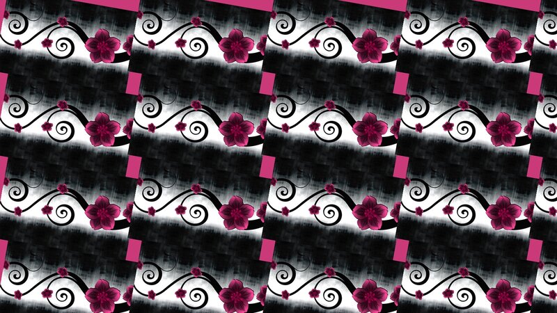 Pink Flowers on Black Background — Decorative