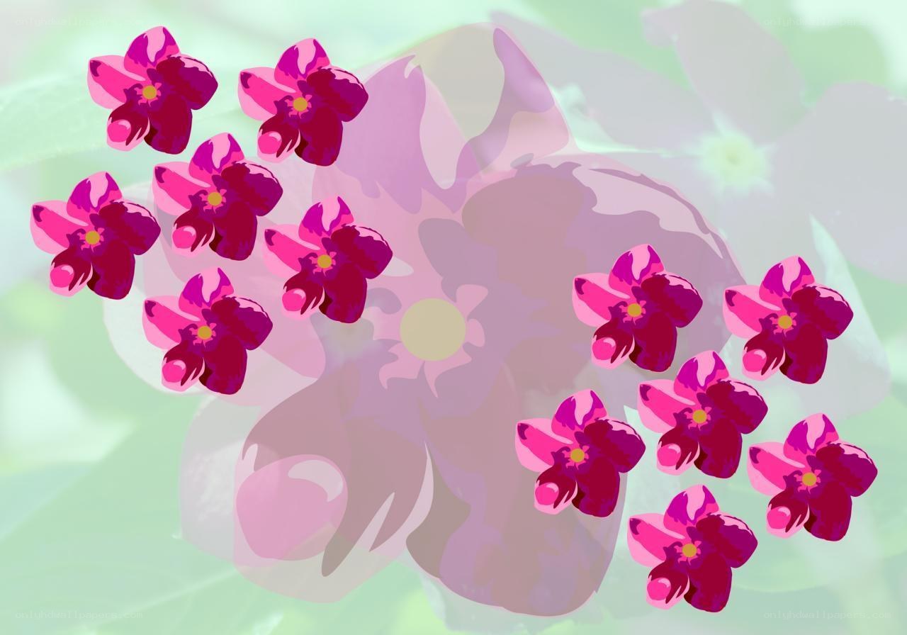 pink flowers on green background