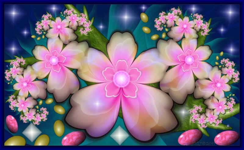 Pink Flowers on Green Leaves — Dreamy