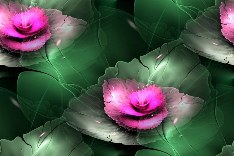 Pink Flowers on Green Leaves — Ethereal