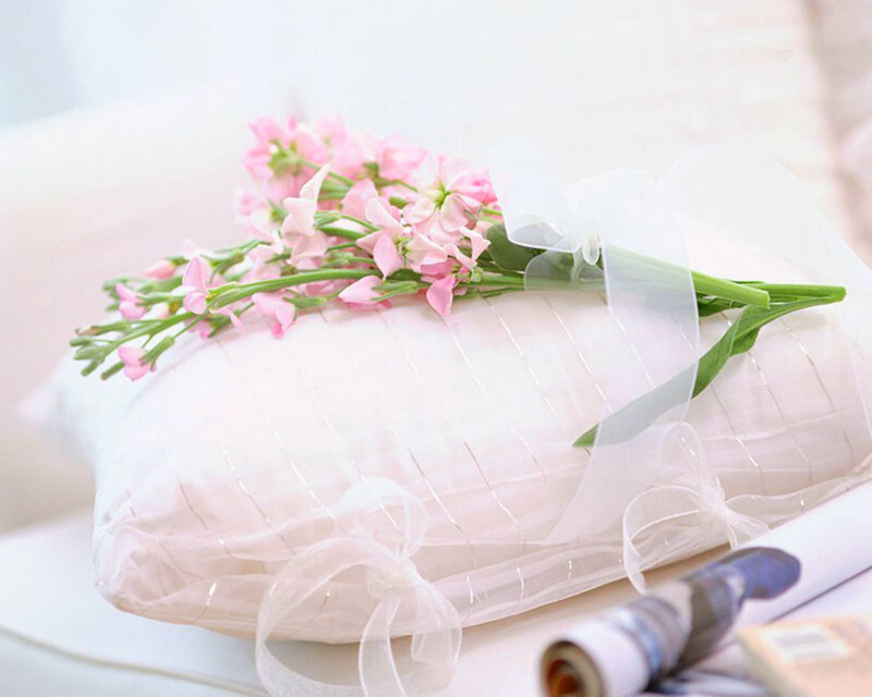 Pink Flowers on Pillow